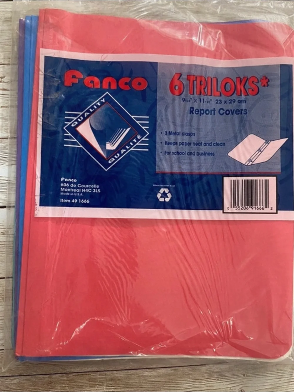 🆕 6-Pack Fanco Triloks Report Covers Pack Variety of Colors